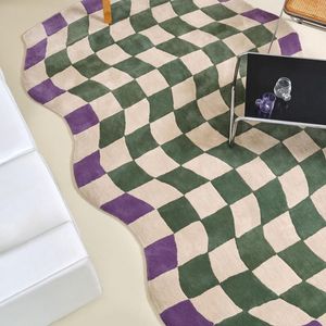 Mattor Nordic Style Checkerboard Plysch vardagsrum matta oregelbundna formade kreativa heminredning tjej sovrum soffa lounge stora mattor 230803