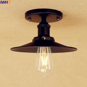 Ceiling Lights IWHD Black Vintage Edison LED Light Fixtures Plafonnier Flush Mount Industrial Lamp Lampara Techo