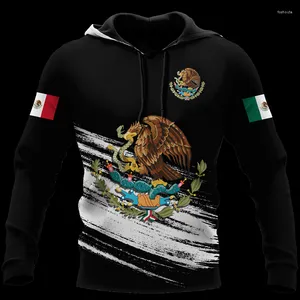 Felpe con cappuccio da uomo Felpa con cappuccio autunnale Bandiera del Messico Logo Stampa Top Pullover con cappuccio Abbigliamento oversize Felpa Street Fashion