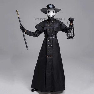 Traje de Tema Halloween Idade Média Manto com Capuz Peste Médico Veste Máscara para Homens Monge Role Play Steampunk Pastor Horror Wizard Cape 5XL Z230804