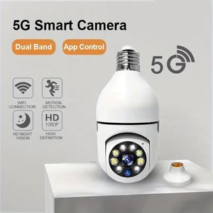 1pc Wireless Light Bulb Camera with Dual Band Wifi, 360 Degree PTZ Flood Light, Night Vision, and Motion Detection - Secure Your Home with Ease