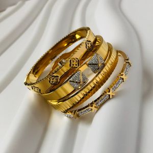 Bangle pulseiras de aço inoxidável para mulher tendência bangles ouro amor cristal casamento feminino luxo jóias presentes 230803
