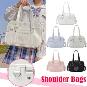 Mochilas Japonês Lolita Coração JK Sacos de Uniforme Escolar Moda Feminina Couro PU Bolsa de Estudante Cosplay Anime Bolsa de Ombro 230803