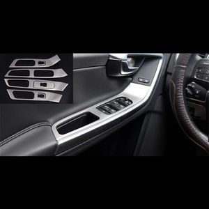 7pcs Paslanmaz Çelik Kapı Koltuk Paneli Dekorasyon Penceresi Cam Kaldırıcı Çerçeve Trim Volvo XC60 S60 V60 Araba Stilleri252L