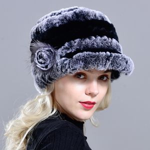 Chapéus de aba larga balde inverno russo mulher gorro de pele senhora natural coelho rex quente macio acessórios de cabeça moda calor qualidade 230804