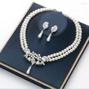 Серьги ожерелья устанавливают европейские и американские наборы жемчужные ожерелья женские свадебные платья