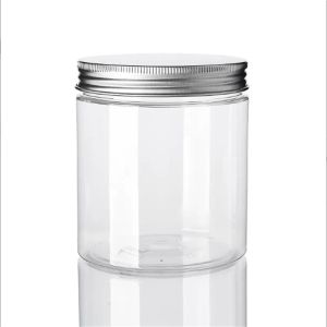 Atacado Frete grátis - DIY 200g Clear Cream Jar 200g PET jar recipiente cosmético embalagem cosmética tampa de alumínio caixa de armazenamento garrafa