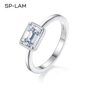 Wedding Rings Classic Emerald Cut Ring Sterling Silver 925 1 CT Created Diamond Engagement Wedding Rings For Women 230803