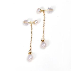 Dangle Earrings Natural Pearl Bead Long Chain Cultured Freshwater Pendant for Jewelry Women Gift 5x50mm