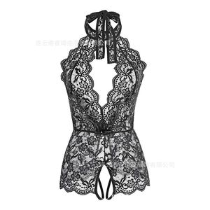 Yarn 2022 Summer Sexy Lingerie S-2Xl Plus Size Women Crotchless Bodysuit Transparent Bra Floral Lace Underwear Erotic Bralette Drop Dhlor