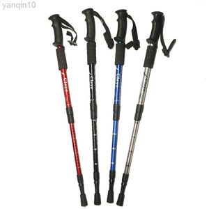 Trekking Poles Outdoor Hiking Anti Shock Walking Sticks Telescopic Trekking Climbing Poles Ultralight Walking Canes With Rubber Tips Protectors HKD230804