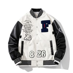 Men s Jackets Varsity Jacket Men Women Patchwork Streetwear Baseball Hip Hop Letter Pu Leather Couple Clothes Korean High Street 230803