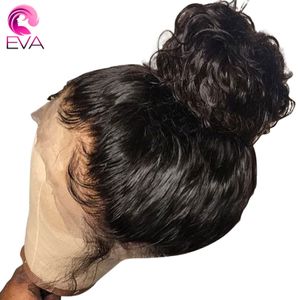 Synthetische Perücken Eva Hair 360 Full Lace Perücke Human Preplucked Curly Front für Frauen 13x6 HD Transparent 230803