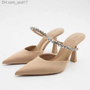 Dress Shoes Rhinestone High Heel Shoes Spring Back High Heel Women's Pump 2023 Women's Mule Elegant Modern High Heel Sandals Pointe Party Shoes Z230804