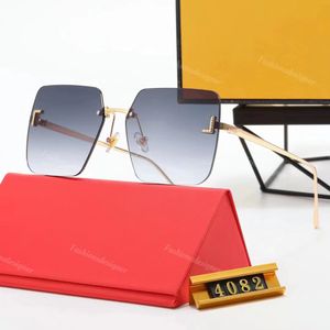 Designer-Sonnenbrille für Damen, Verlaufsgläser mit Mikro-F mit verstellbaren Nasenpads, erste randlose Brille, Trendbrille, klassische Outdoor-Straßenschießbrille, Sonnenbrille 4082
