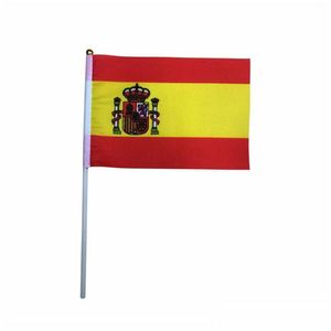Banner Flagi Flaga małej rozmiaru 100pcs/partia 14x21 cm Hiszpania Fani sportu w kraju Factory Bezpośrednio Dowód do domu Ogród Świąteczny par dhozz
