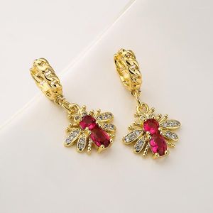 Hoop Earrings Metal Bee For Women Copper Zircon Exquisite Pendants Fancy Style Fashion Jewelry Gifts Party Accessories MQ060