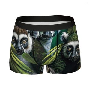Underbyxor skog djur lekfull grupp lemurs bomull trosor man underkläder tryck shorts boxer trosor