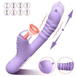 Vibrators Telescopic Lick Suck Vibrators For Women Clitoris Stimulator Vagina G Spot Masturbator 8 Modes Silicone Massager Adult Sex Toys 230803