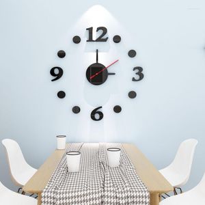 Relógios de parede moderno 3D grande relógio acrílico espelho adesivo diy breve sala de estar moda decoração de casa reunião frete grátis