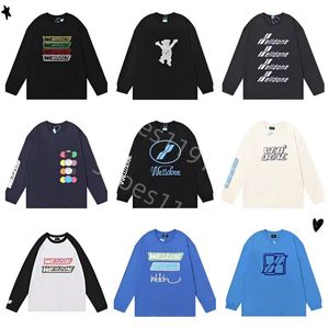 Grau Schwarz Weiß Blau Casual Loose Sleeve Streetwear Herren Hoodies Graphic Bear Sweater WELLDONE Stitching Sweatshirt