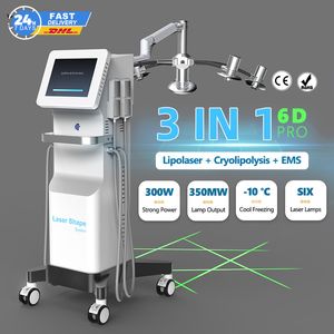 Yağ çıkarma 6D LIPO Lazer Profesyonel Zayıflama Makinesi Lazer Kilo Kaybı Ekipmanı 3 İçinde 1 Criyolipoliz EMS Kriyo Vücut Şekillendirme cihazı FDA ile