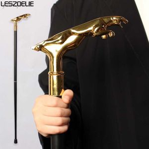 Trekking Poles Luxury Gold Leopard Handle Walking Stick For Man Party Decorative Walking Cane Women Elegant Walking Sticks HKD230804