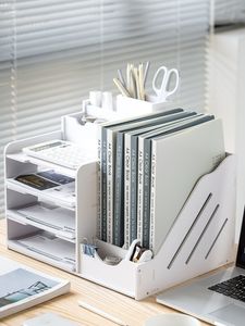 Other Desk Accessories 4 Layers Magazine Holder spaper Rack Stationery Storage Box Organizer Document Letter File Tray Home Office 230804