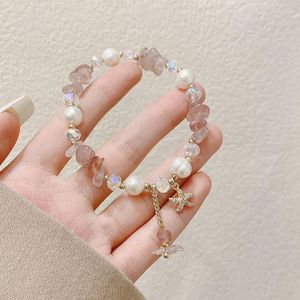 Strand Natural Freshwater Pearl Armband For Women Summer Accessories Girls Justerbar Size Crystal Trevliga gåvor