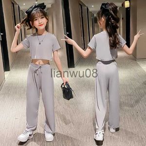 Kleidungssets Boutique 12 Jahre Mädchen Kleidung Anzug 2021 Sommer Neue Sport Koreanische Mode Oneck Kinder Zweiteilige Outfits Weihnachtskleidung x0803