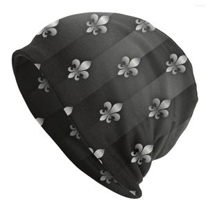 Berets Bonnet теплый вязаный шляпа Fleur-de-Lis Графические модные черепа шарики Fleur de Lis Lily Beanie Шляпы с лыжной шапкой на открытом воздухе