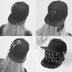 Bonés de bola de alta qualidade chapéu de beisebol ajustável com anel esportes ao ar livre boné de sol para mulheres homens moda snapback corrente punk verão