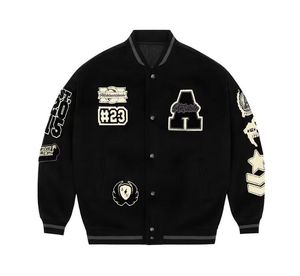 Svarta baseballjackor Mens Designer Jacket broderad ullmotorcykel racing män rockar aw