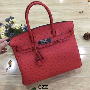 Platinum Handbag Women Ostrich Tote High Grade Star Style Women's Bag Large Bag Fashionable Bag Size 35 Genuine Leather