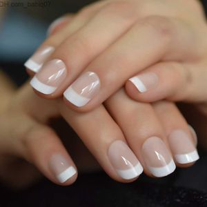 False Nails Summer Short Natural Nude White French Nail Tips False Nails Gel Press on Ultra Easy Wear for Home Office Wear Z230804