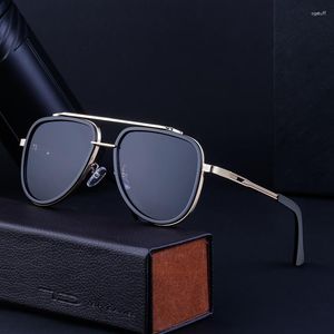 Sunglasses Mirror Oversized Pilot For Men Vintage Black Shades Trend Fashion Double Bridge Sun Glasses Outdoor Driving Eyewear