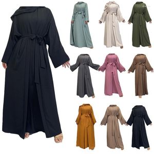 Ubranie etniczne 2 -częściowy zestaw Abaya pasuje garnitur muzułmański strój zwykły otwarte abayas dla kobiet Dubaj Turcja Wewnętrzna sukienka hidżabu afrykańska islamska