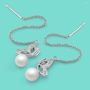 Ohrstecker aus 925er-Sterlingsilber, niedlicher Schmetterlingsflügel-Ohrring, Kunstperlen-Anhänger, für Damen, Anti-Allergie, Geburtstagsgeschenk, Party, Club, Frettchen