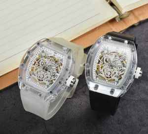 Новый горячий стиль роскошного дизайнера R Watch Premium Clear Skeleton Face M Men's Watch Full Function Quartz Chronograph Watch Unboxed