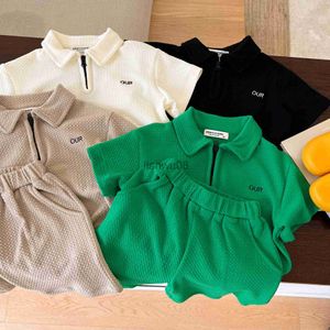 Giyim Setleri Setleri Gömlek Pantolon Kısa Kollu Düzenli Uzunluk Külte Elastik Bel Moda Modern Yumuşak Yaz Çocukları Unisex X0803