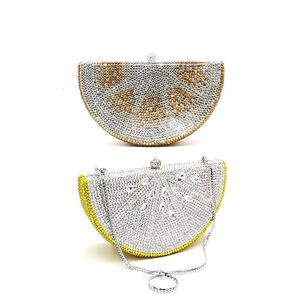 Sacos de noite Design especial Bolsas de festa de casamento nupcial Mulheres Noite Diamantes Frutas Limão Fatia Cristal Embreagens Completas 230803