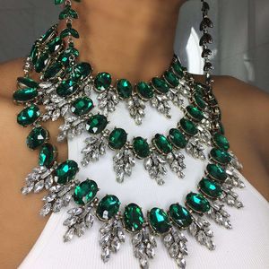 Подвесные ожерелья DVACAMAN Роскошные зеленый многослойный дизайн листовой хрустальный кольцо для женщин свадебное ожерелье для свадебного ожерелья 230804