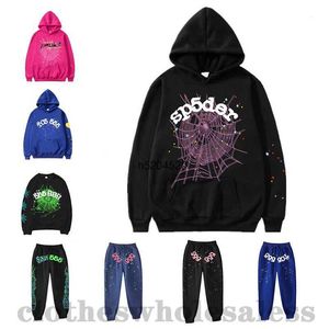 Erkek ve Kadın Hoodies Sweatshirt Sweatpants Moda Markası SP5der 55555 Tasarımcı Pembe Örümcek Aynı Stil Güzellik Tide Büyük Boyutlu Kapüşonlu Yıldız