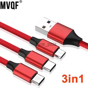 Laddare/kablar MVQF 3in1 Multi USB Port USB Charger Cables Flera USB -laddningssladd USBC Mobiltelefontråd för iPhone 11 Typ C Micro Huawei X0804