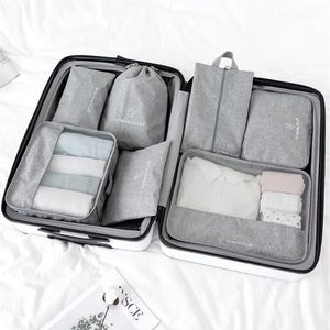 Förvaringspåsar 7 Set Packing Cues With Shoe Bag - Compression Travel Bagage Organizer208f