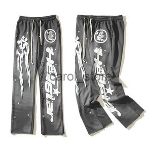 Мужские штаны Серые Hellstar SweatPant Flound Pants Мужчины Женщины высококачественные шнурки тяжеловесные брюки Terry Jogger J230804