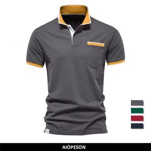 Polos masculinos AIOPESON Summer Cotton Polo Shirts Men Short Sleeve Polo Men Brand High Quality Social Pocket Shirt for Men 230803