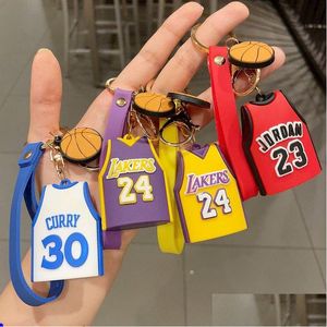 Decompression Toy Creative Cartoon Cute Basketball Doll Keychain Pendant Dolls Couple Accessories Leather Strap Car Key Chain Bag Dr Dhmky
