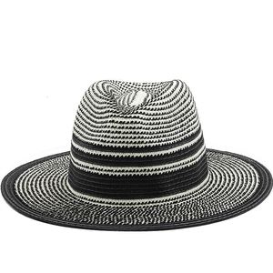 Visors Stripe Panama Hat Summer Sun Hats for Women Men Beach Słomka Moda UV Ochrona Zakończyka Chapeu Feminino 230804