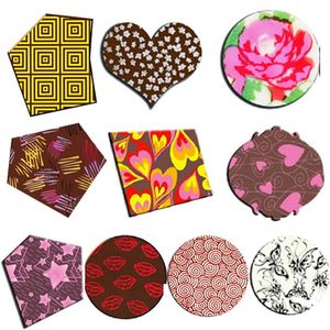 10pcs Chocolate Transfer Sheet Flower Heart lips Heart Rose ButtTrans Stay Chocolate Mold decoration for chocolate T200703291K